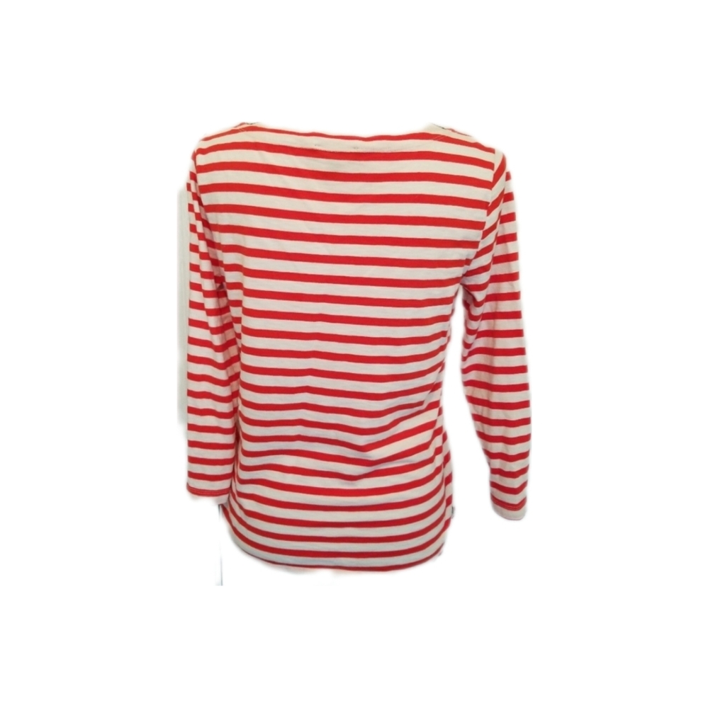 J. Crew Red White Striped Half Sleeve Top Blouse - Picture 2 of 4